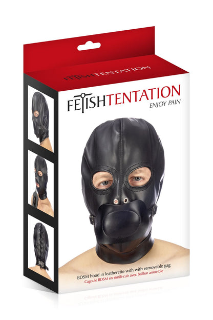 Капюшон з кляпом для БДСМ Fetish Tentation BDSM hood in leatherette with removable gag