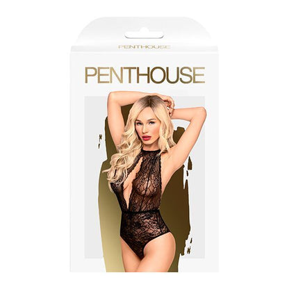 Боді з глибоким декольте та високими трусиками Penthouse - Toxic Powder Black S/M