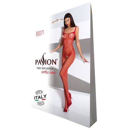 Бодістокінг Passion BS071 red, комбінезон на бретелях