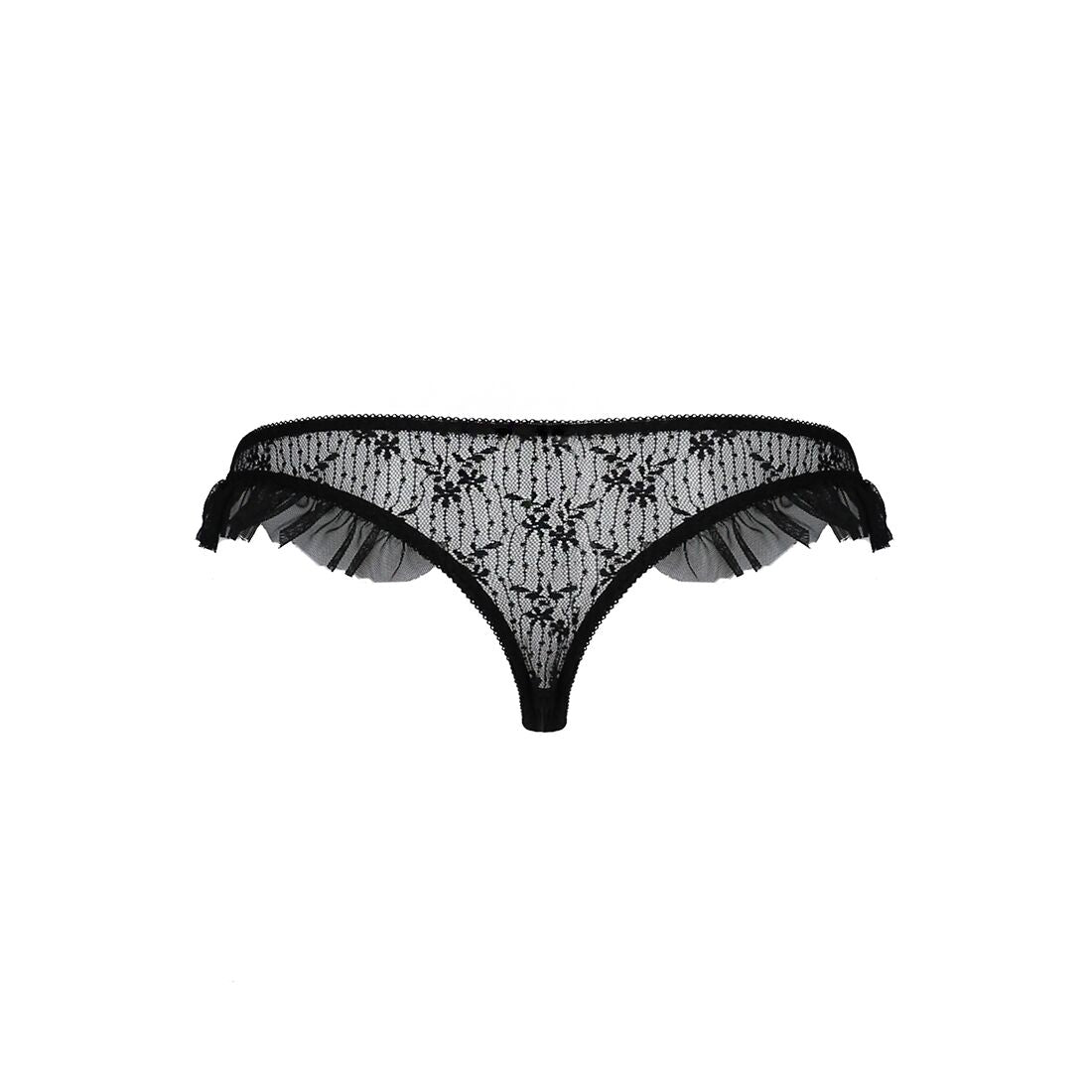 Трусики з оборками Passion Exclusive DONIA THONG L/XL, black