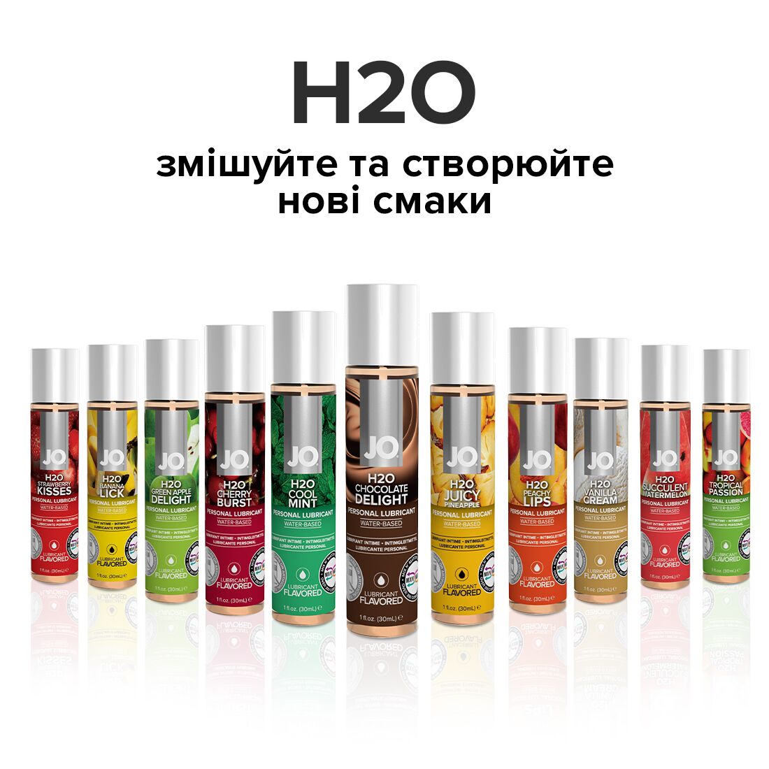 Змазка на водній основі JO H2O — Chocolate Delight (30 мл) без цукру, рослинний гліцерин