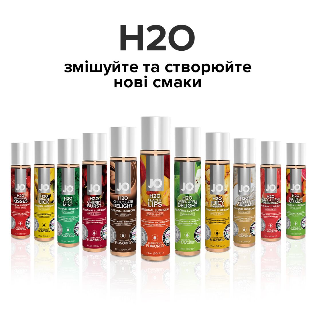 Змазка на водній основі JO H2O — Peachy Lips (30 мл) без цукру, рослинний гліцерин