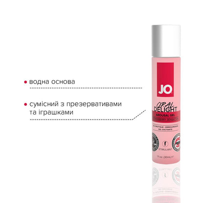 Гель для оральних пестощів JO Oral Delight — Strawberry Sensation (30 мл), ефект холод-тепло