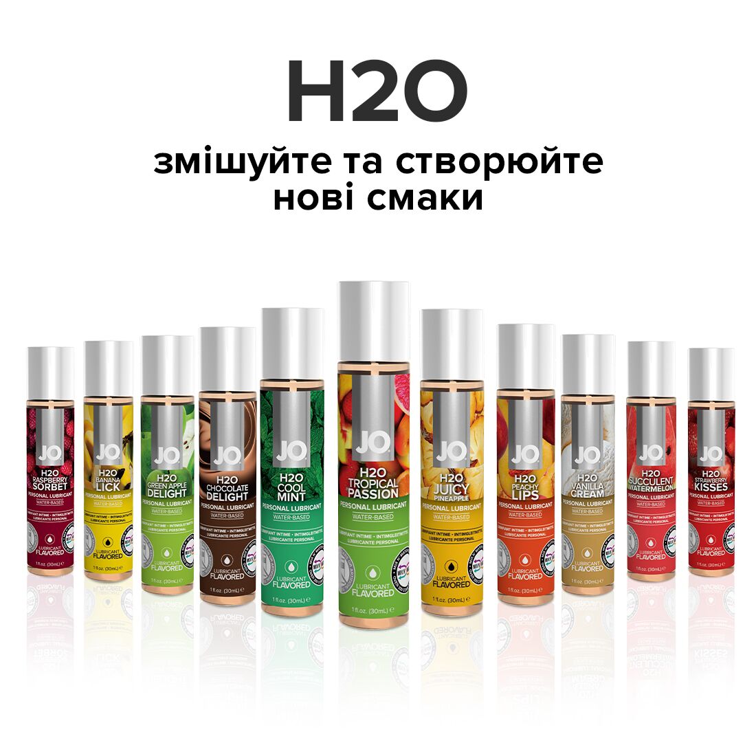 Змазка на водній основі JO H2O — Tropical Passion (120 мл) без цукру, рослинний гліцерин