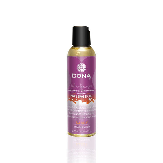 Масажна олія DONA Massage Oil - SASSY TROPICAL TEASE (110 мл) з феромонами та афродизіаками