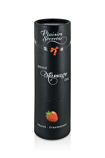 Масажна олія Plaisirs Secrets Strawberry (59 мл) з афродизіаками, їстівна, подарункова упаковка