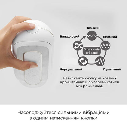 Вібромастурбатор Tenga Flip Zero Electronic Vibration White, змінна інтенсивність, розкладний