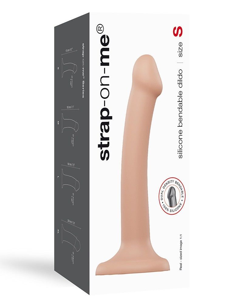 Насадка для страпону Strap-On-Me Dual Density Dildo Flesh S, діаметр 2,7 см, двошарова, гнучкий