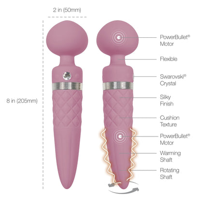 Вібромасажер 2в1 PILLOW TALK - Sultry Pink, класичний масажер і вібратор з ротацією, підігрів