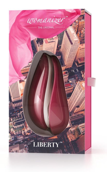 Вакуумний кліторальний стимулятор Womanizer Liberty Red, магнітна кришка, 2 насадки