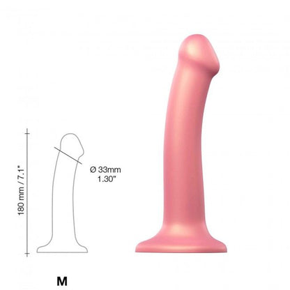 Насадка для страпону Strap-On-Me Mono Density Dildo Rose M, діам. 3,3 см, одношаровий силікон, гнучк