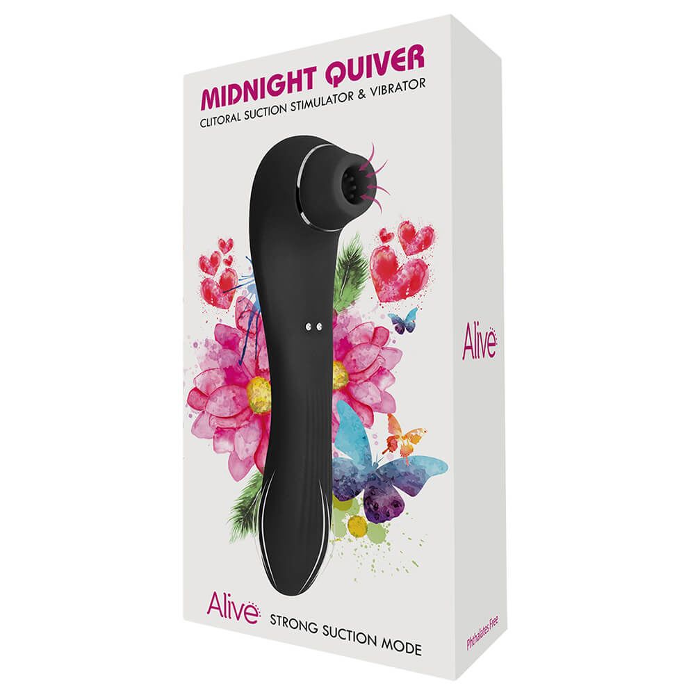 Вібратор і вакуумний стимулятор Alive Midnight Quiver Black - іграшка 2 в 1