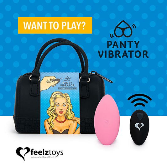 Вібратор в трусики FeelzToys Panty Vibrator Pink з пультом ДК, 6 режимів роботи, сумочка-чохол