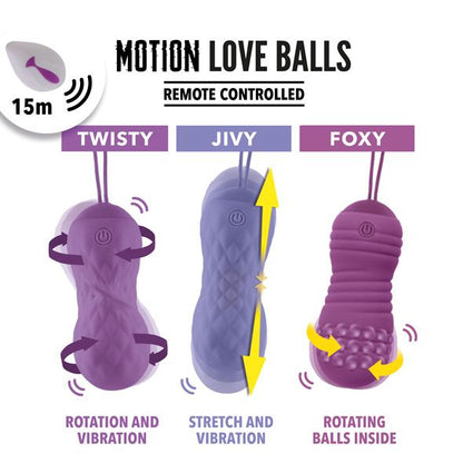 Вагінальні кульки з масажем і вібрацією FeelzToys Motion Love Balls Jivy з пультом ДК, 7 режимів