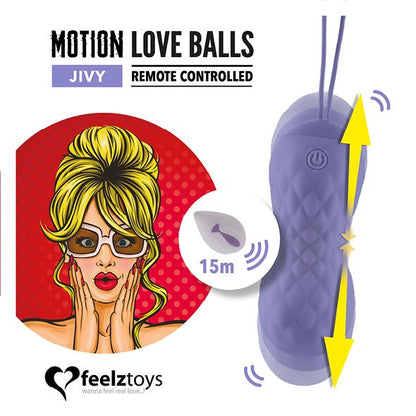 Вагінальні кульки з масажем і вібрацією FeelzToys Motion Love Balls Jivy з пультом ДК, 7 режимів