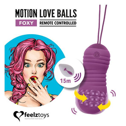 Вагінальні кульки з перлинним масажем FeelzToys Motion Love Balls Foxy з пультом ДК, 7 режимів