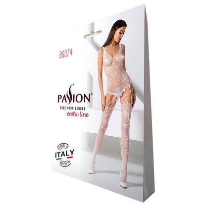 Ажурний бодістокінг з імітацією панчіх Passion BS074 white