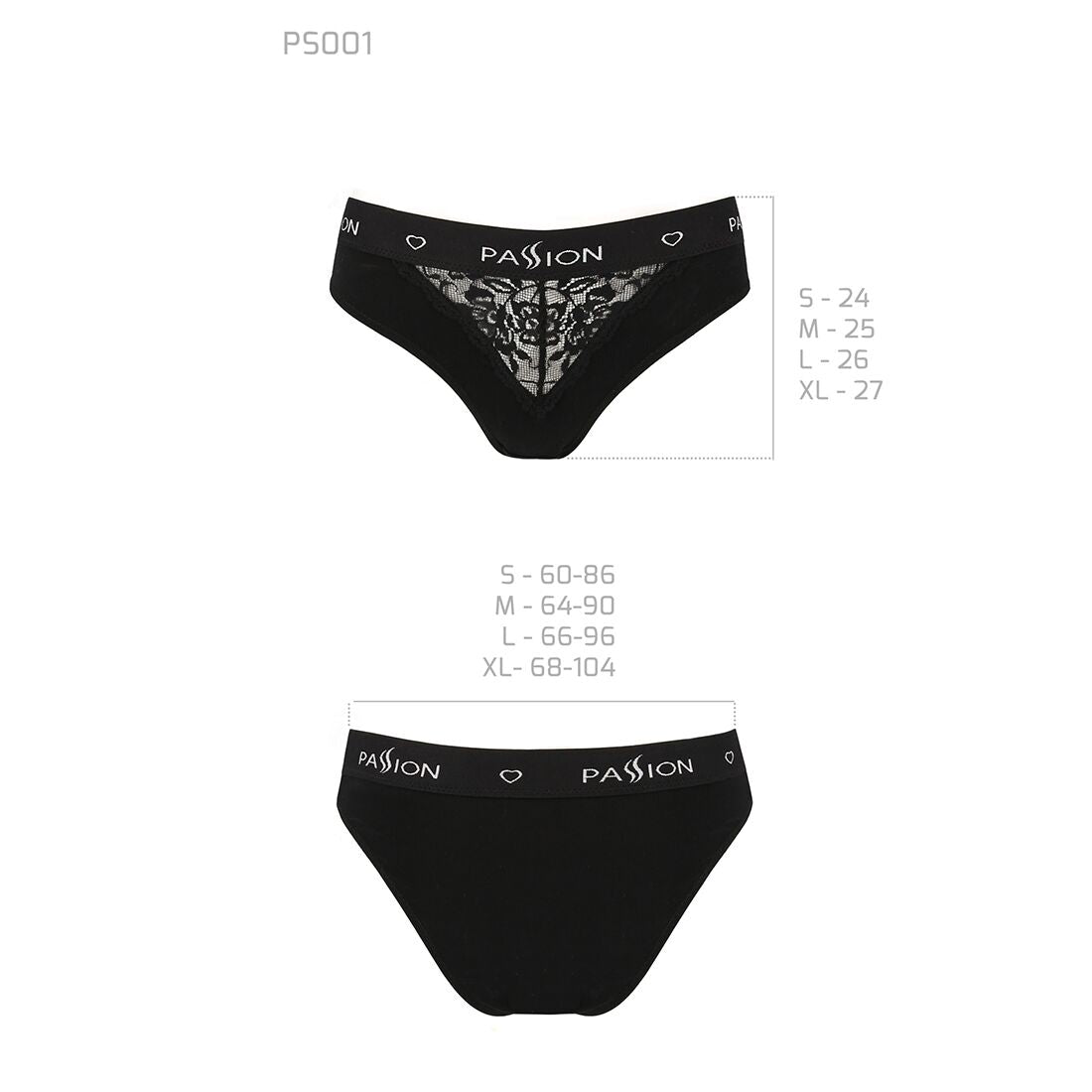 Трусики з широкою гумкою і мереживом Passion PS001 PANTIES S, black