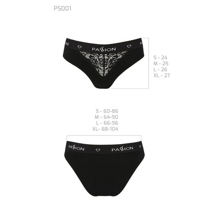 Трусики з широкою гумкою і мереживом Passion PS001 PANTIES XL, black