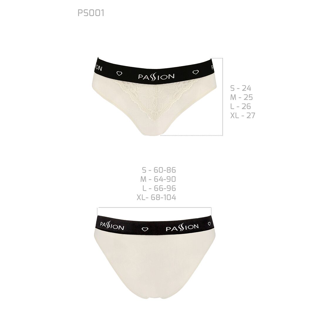 Трусики з широкою гумкою і мереживом Passion PS001 PANTIES S, ecru