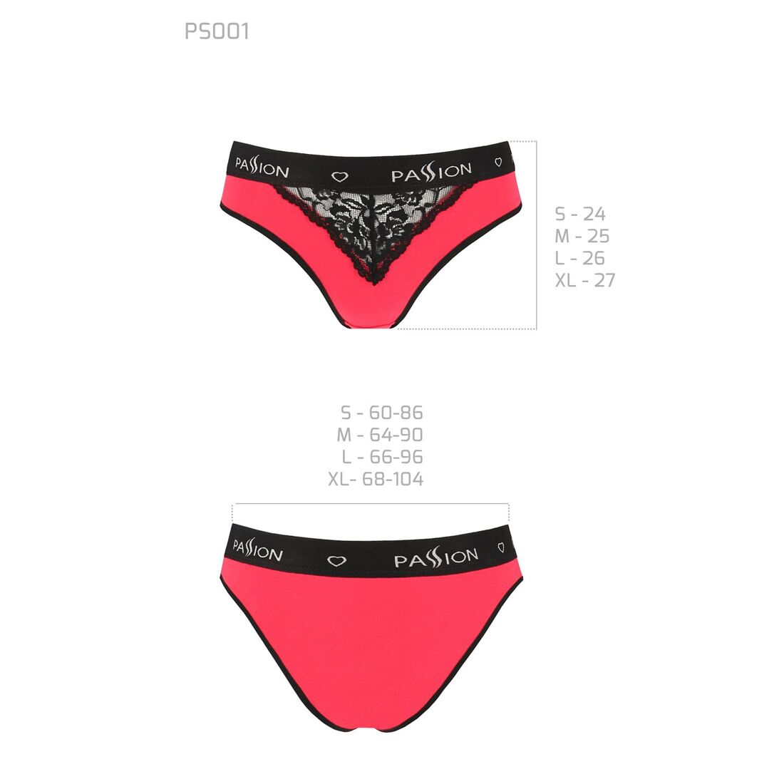 Трусики з широкою гумкою і мереживом Passion PS001 PANTIES L, red-black