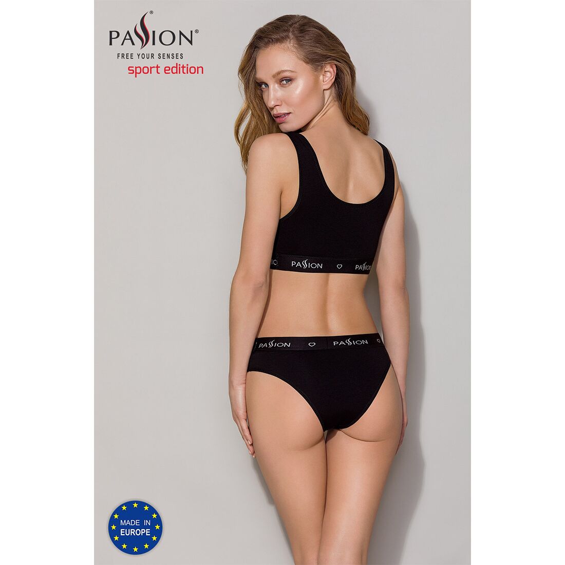 Трусики-сліпи з бавовни та еластаном Passion PS004 PANTIES L, black