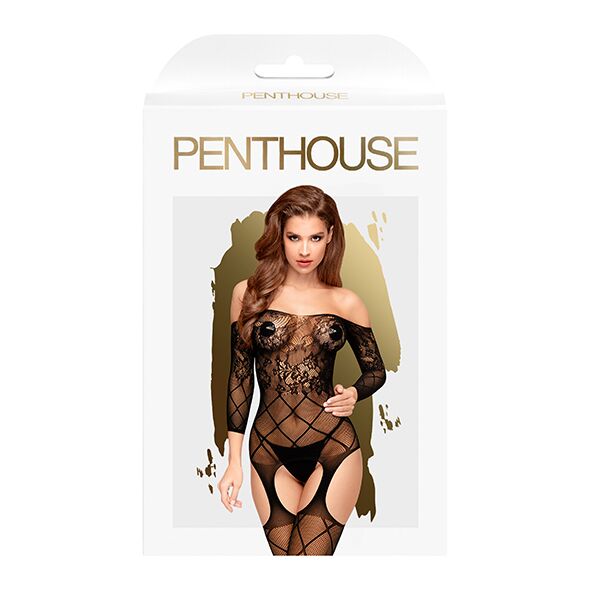 Бодістокінг з флористично-геометричним орнаментом Penthouse - Top-Notch Black S/L