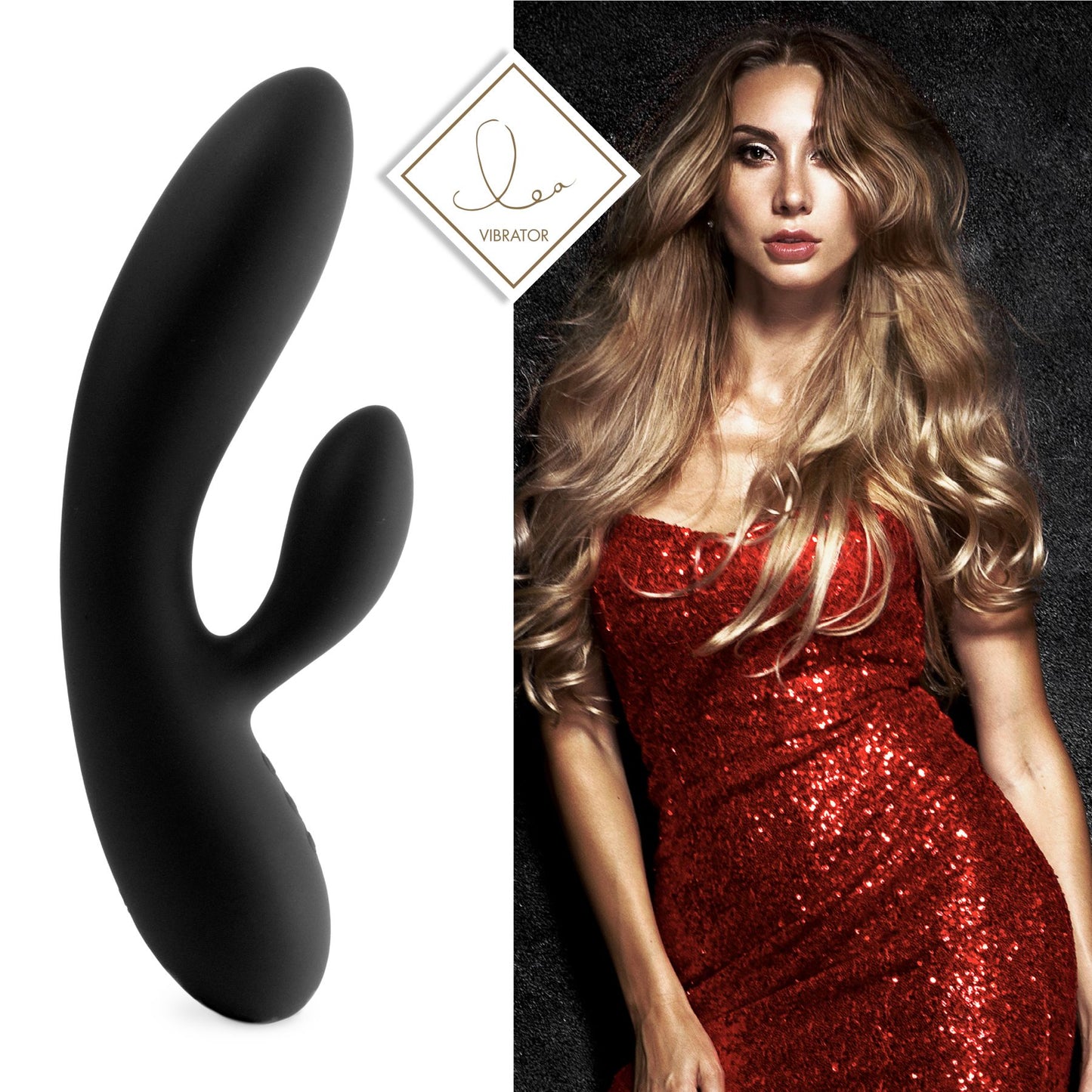 Гнучкий вібратор кролик з двома моторами FeelzToys Lea Rabbit Vibrator Black