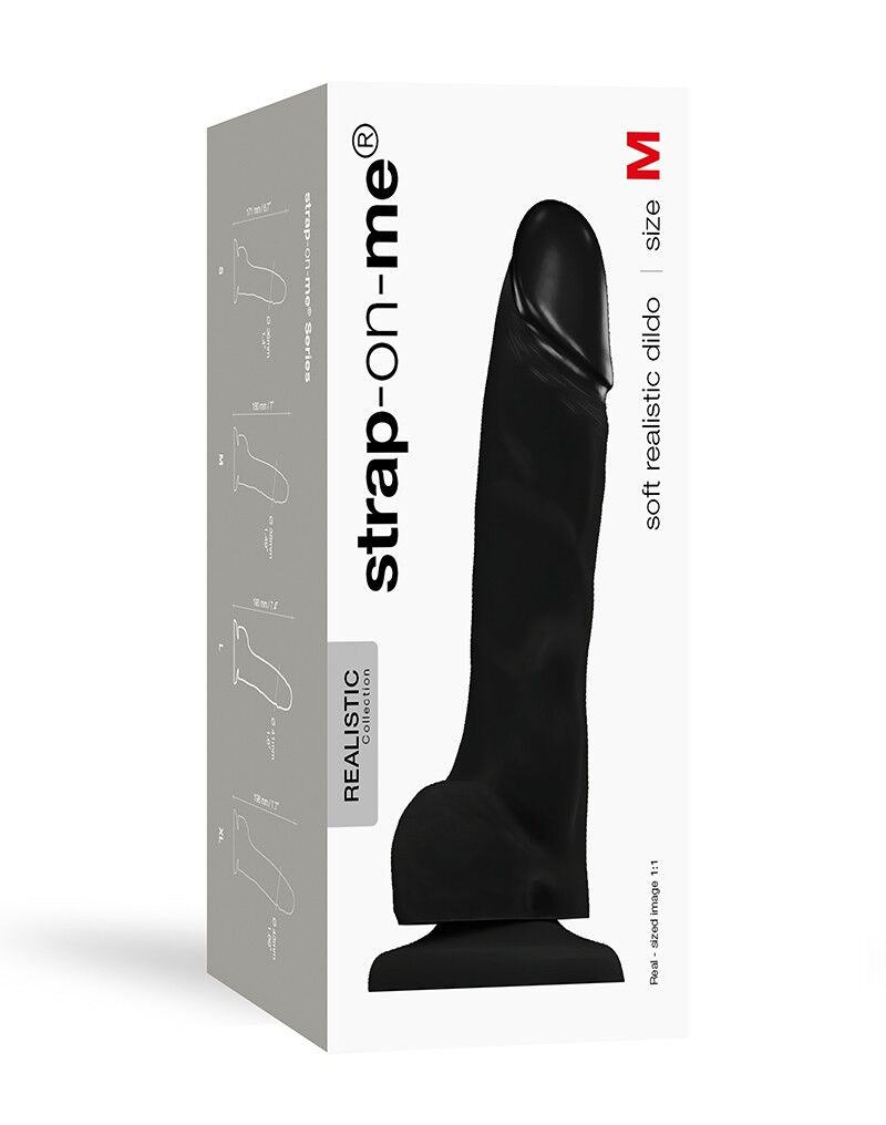 Реалістичний фалоімітатор Strap-On-Me SOFT REALISTIC DILDO Black - Size M