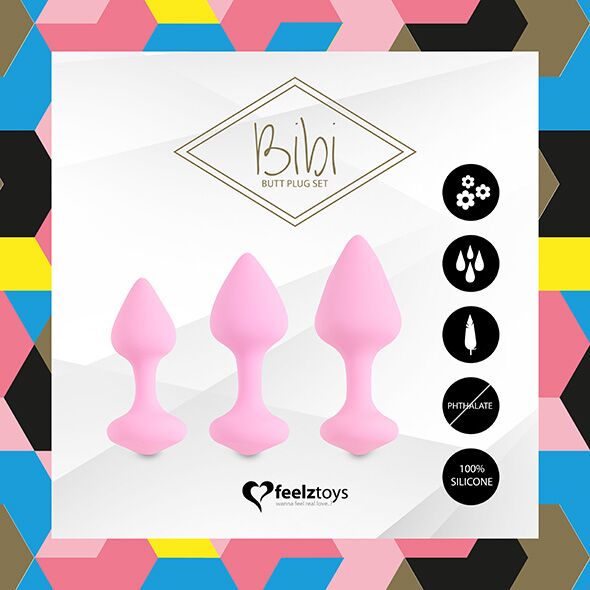 Набір силіконових анальних пробок FeelzToys - Bibi Butt Plug Set 3 pcs Pink