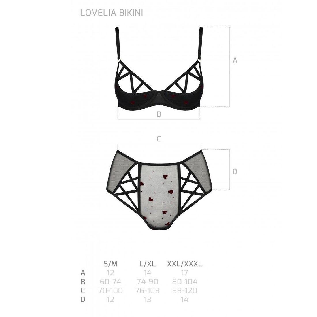 Еротичний комплект з малюнком Passion LOVELIA BIKINI L/XL, black