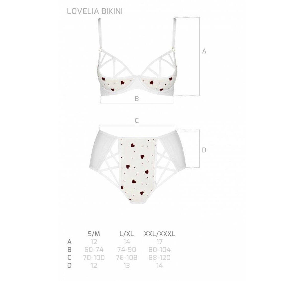 Еротичний комплект з малюнком Passion LOVELIA BIKINI L/XL, white