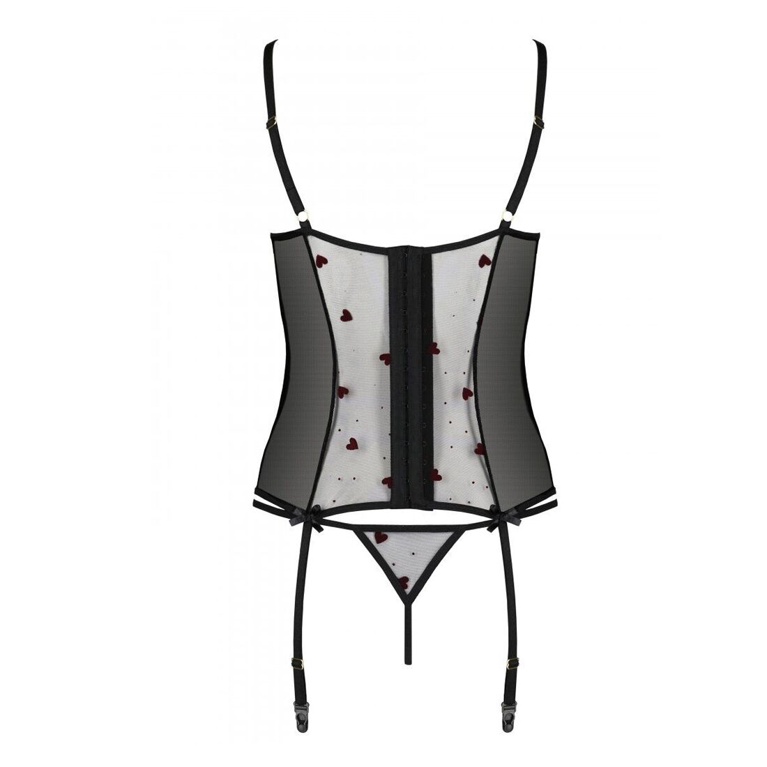 Корсет з підв'язками, стрінги Passion LOVELIA CORSET L/XL, black