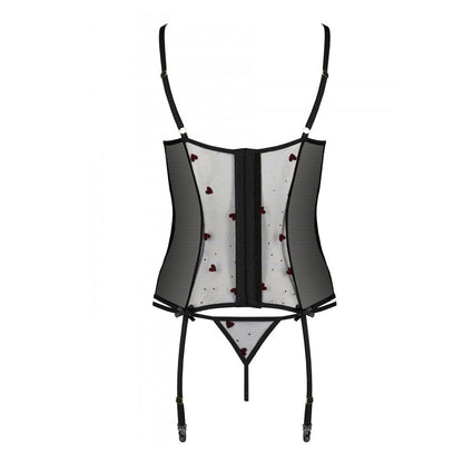 Корсет з підв'язками, стрінги Passion LOVELIA CORSET S/M, black