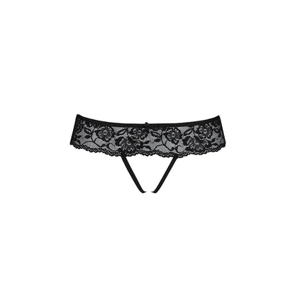 Мереживні стрінги з доступом Passion SENIA THONG L/XL, black