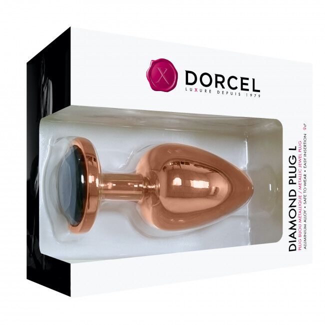 Металева анальна пробка із прикрасою у вигляді кристалу Dorcel - Diamond Plug Rose Gold L