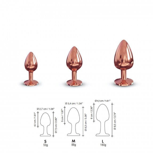 Металева анальна пробка із прикрасою у вигляді кристалу Dorcel - Diamond Plug Rose Gold L