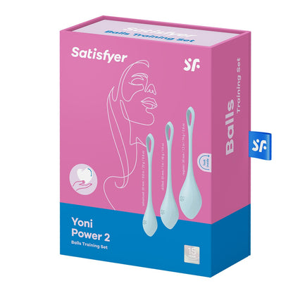 Набір йоні намистин Satisfyer Yoni Power 2 Light Blue, диаметр 2-2,5-3см, вес 22-44-73гр