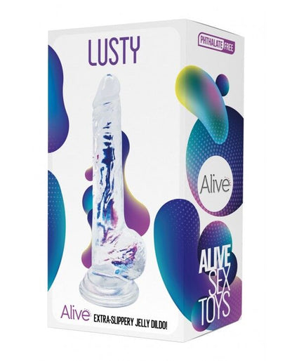 Прозорий фалоімітатор Alive Jelly Dildo Lusty, ТПЕ, присоска, діаметр 3,2см, довжина 18см