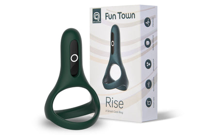 Подвійне ерекційне кільце Fun Town Rise Turquoise, керування зі смартфона