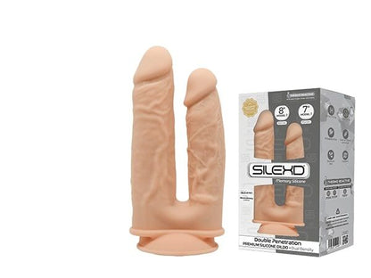 Фалоімітатор подвійний SilexD Double Gusto Flesh (Model 1 size 8" & 7"), двошаровий, силікон + Silex