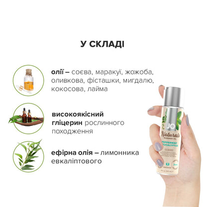 Масажна олія JO Naturals Massage Oil Peppermint & Eucalyptus з ефірними оліями (120 мл)