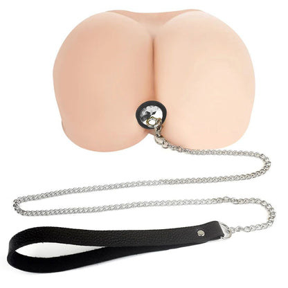 Силіконова анальна пробка Art of Sex Metal Anal Plug with Leash size S з повідцем Black