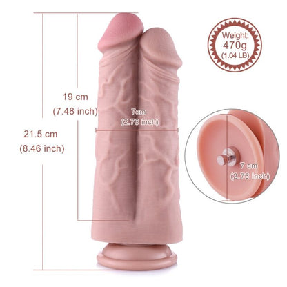 Подвійний дилдо для секс-машин Hismith 8.5″ Two Cocks One Hole Silicone Dildo