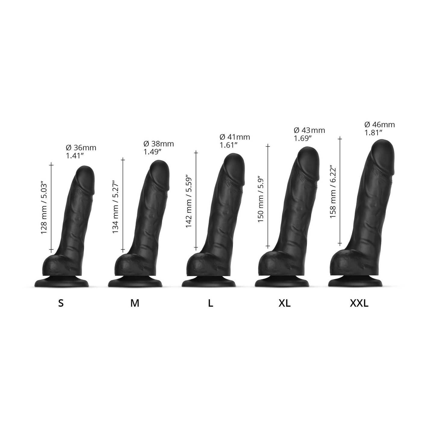 Реалістичний фалоімітатор Strap-On-Me Sliding Skin Realistic Dildo Black S, ефект рухливої шкіри