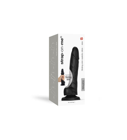 Реалістичний фалоімітатор Strap-On-Me Sliding Skin Realistic Dildo Black S, ефект рухливої шкіри