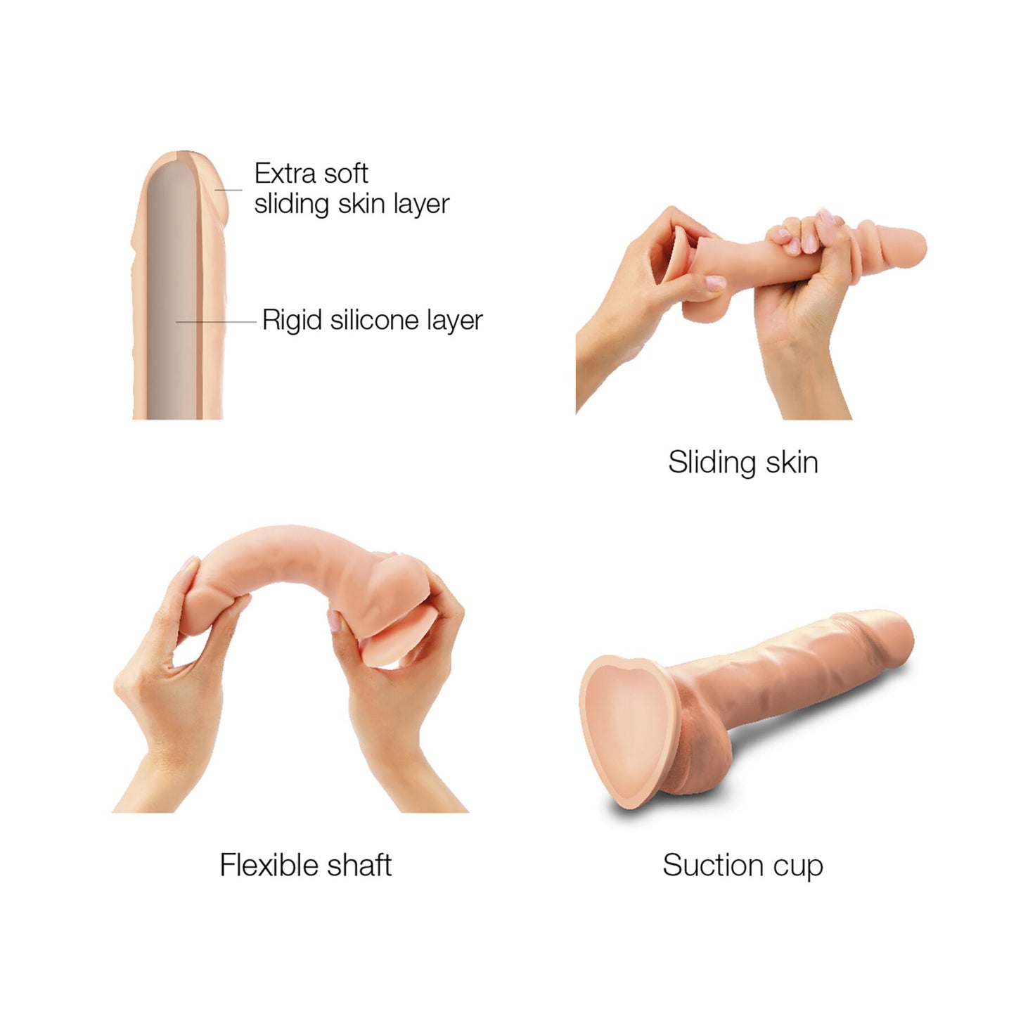 Реалістичний фалоімітатор Strap-On-Me Sliding Skin Realistic Dildo Vanille M, ефект рухливої шкіри