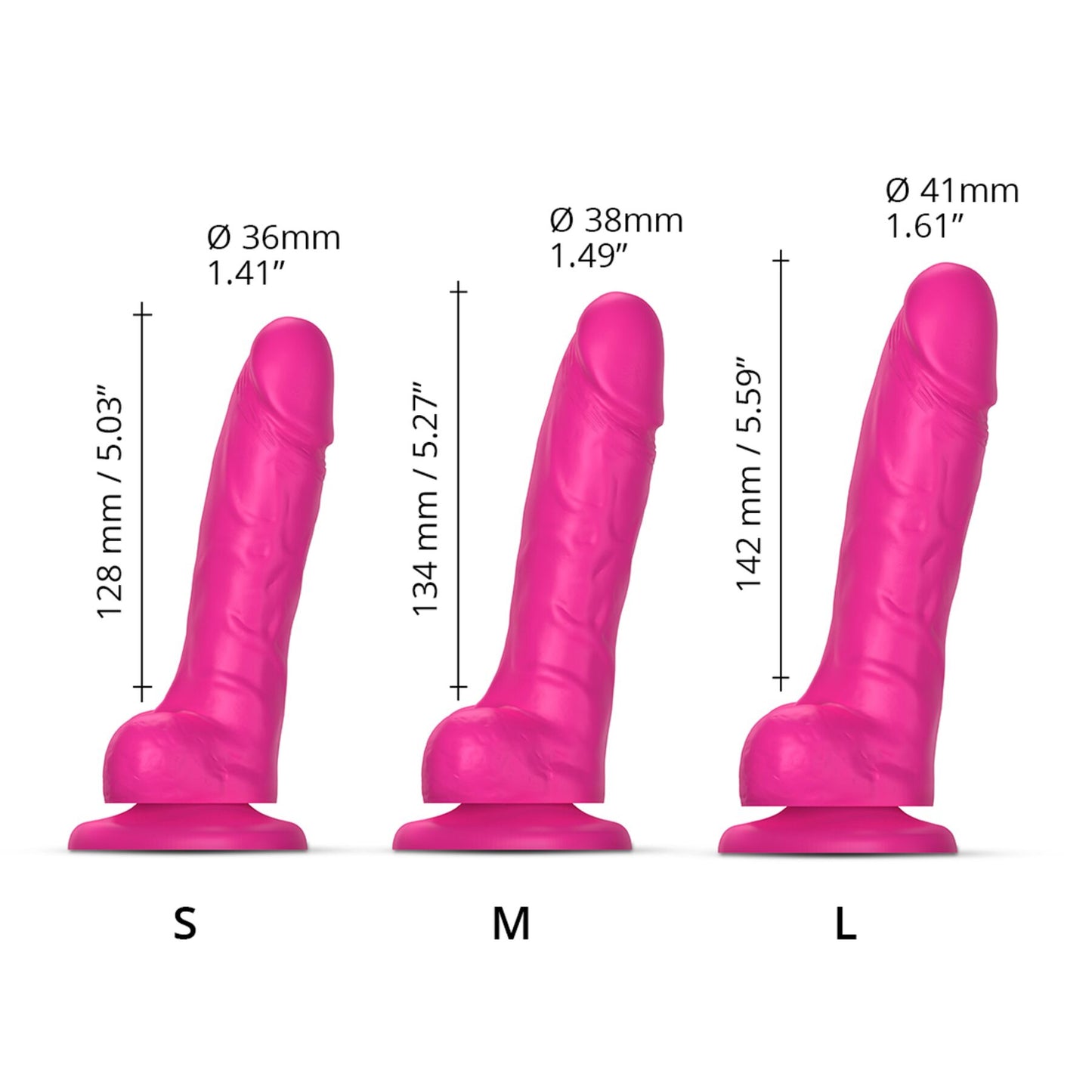 Реалістичний фалоімітатор Strap-On-Me Sliding Skin Realistic Dildo Fuchsia S, ефект рухливої шкіри