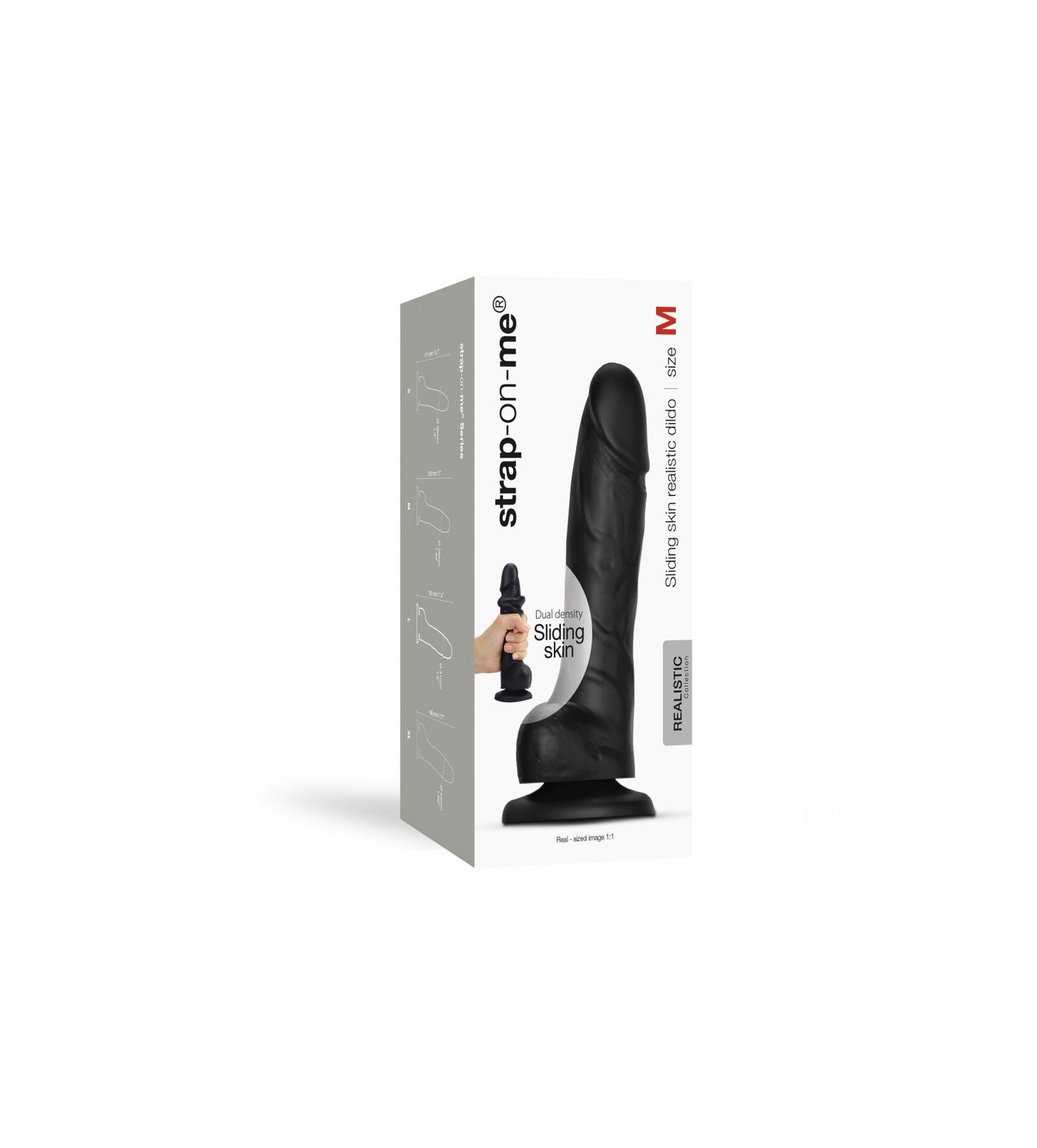 Реалістичний фалоімітатор Strap-On-Me Sliding Realistic Skin Dildo Black M, ефект рухливої шкіри