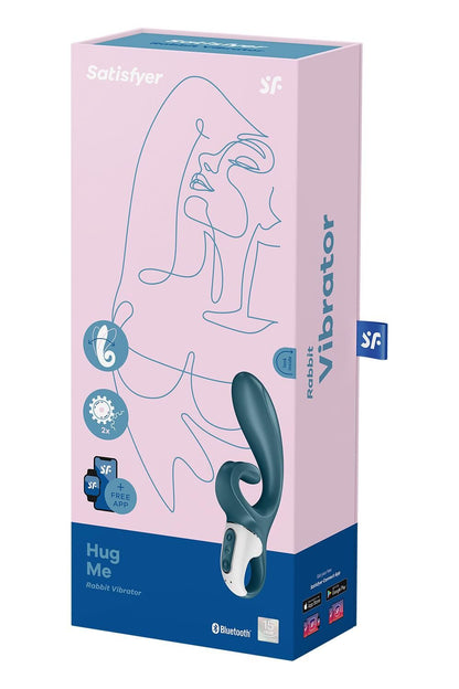 Смартвібратор-кролик Satisfyer Hug Me Bluegrey, 2 мотори, діаметр 4,2см, широка кліторальна частина